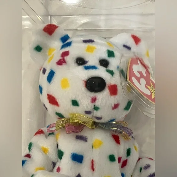 Ty 2K Millenium Beanie Buddy Red & Blue Stuffed Animal Plush Bear mint condition - Picture 5 of 11